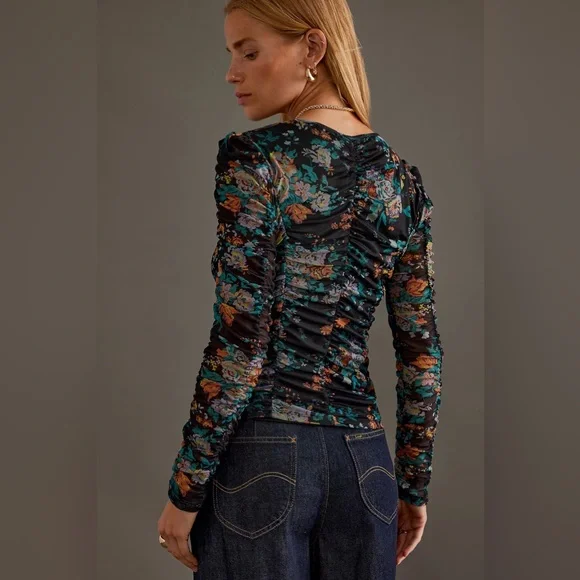 By Anthropologie Long-Sleeve Ruched Top - Picture 4 of 8